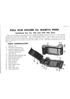 Mamiya Press manual. Camera Instructions.